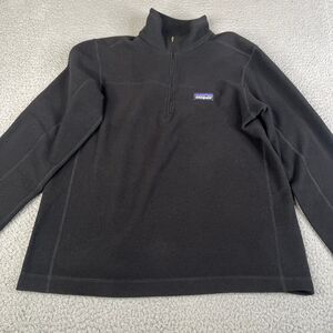 Patagonia Fleece Pullover Mens S Black Quarter Zip Outdoor Sweater Hiking Layer